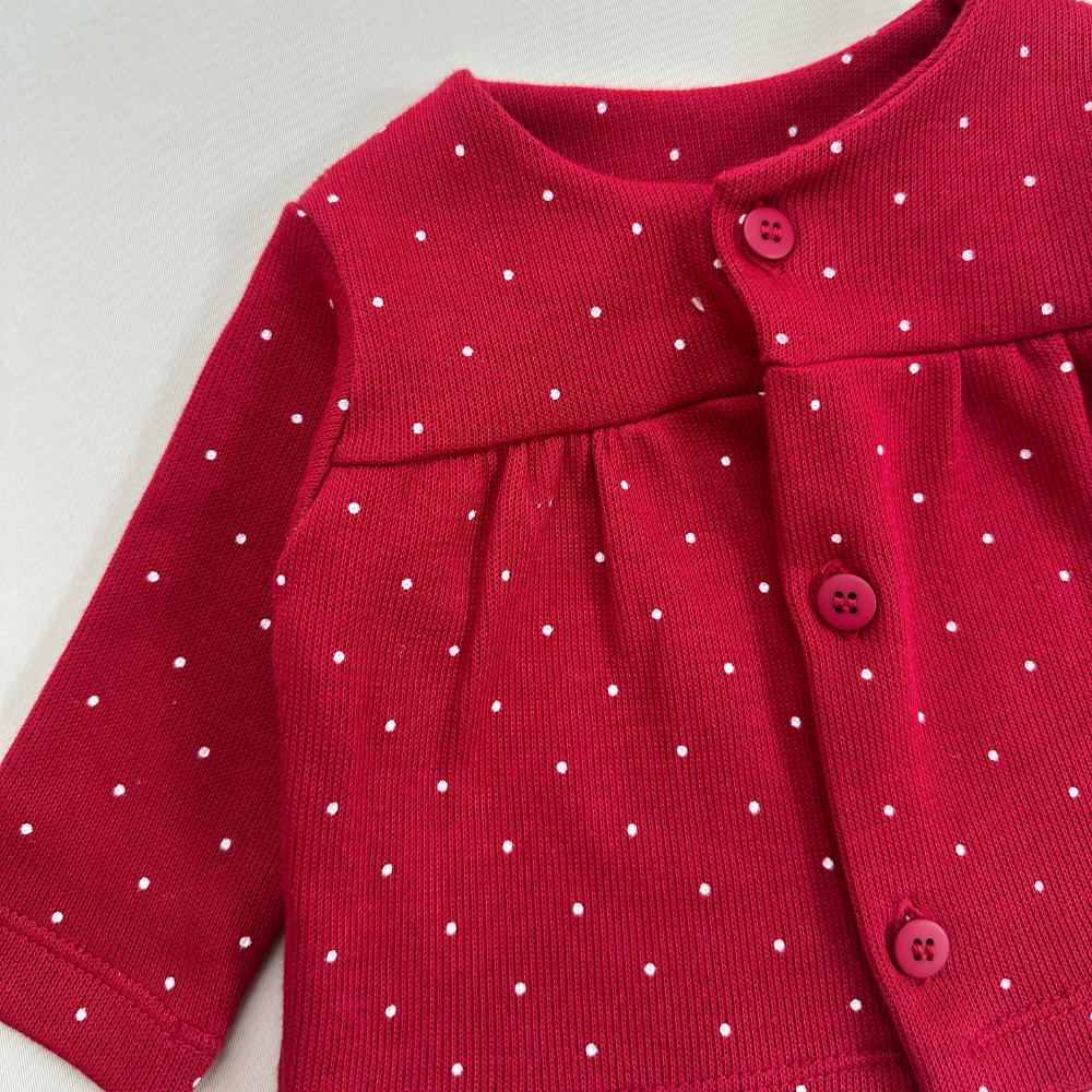 Conjunto Bebê 3 Peças Tricot Bordado Cereja Red