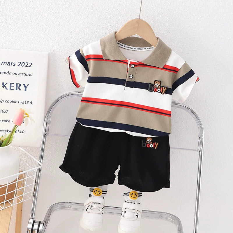 Conjunto Infantil Polo Lístras Ursinho