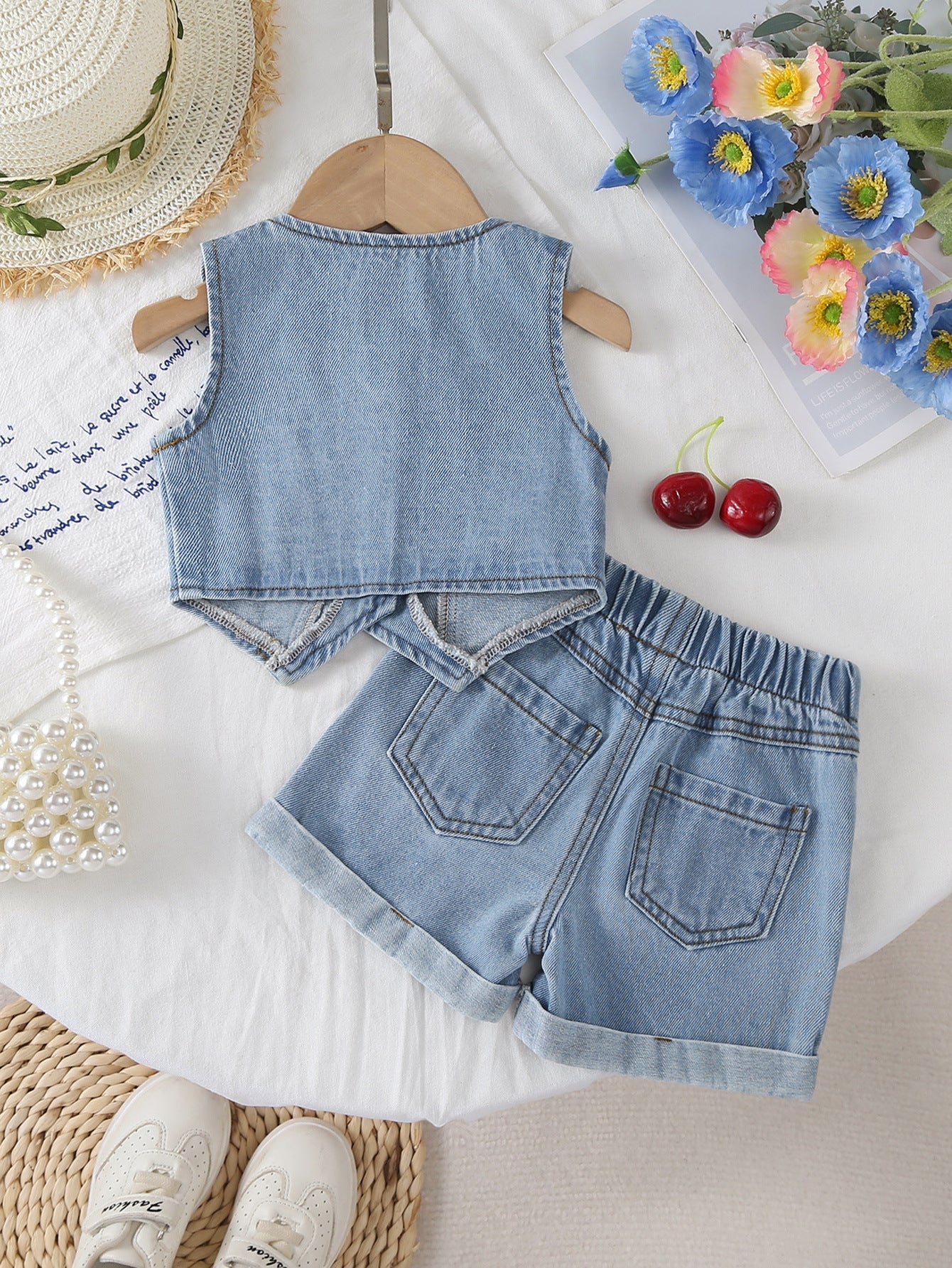 Conjunto Infantil Jeans Cerejinhas