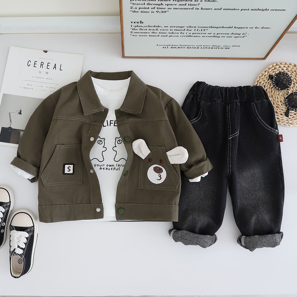 Conjunto Infantil Masculino Urso 3 Peças
