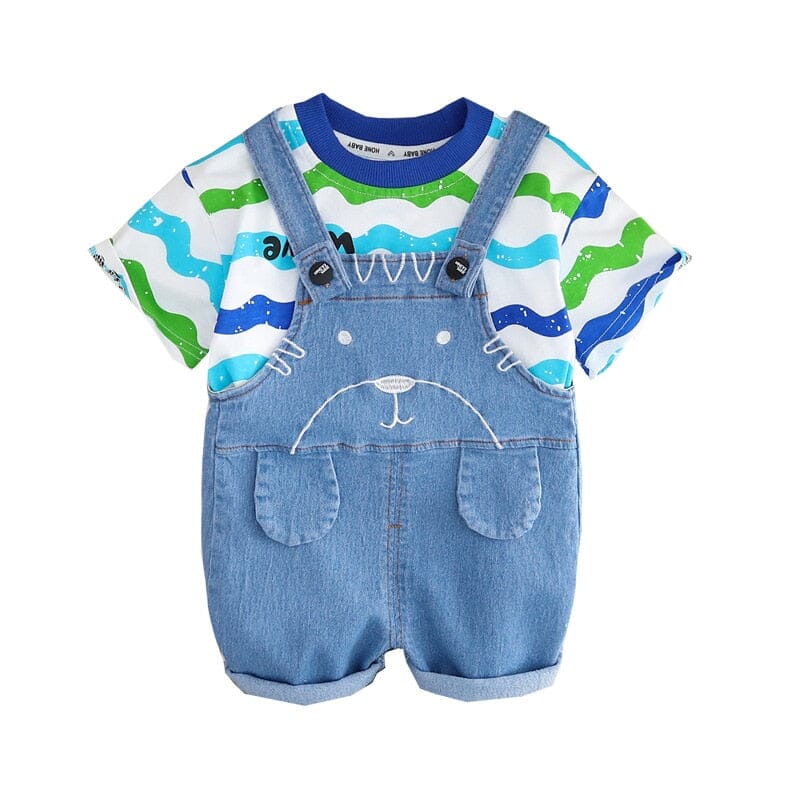 Jardineira Infantil Ursinho e Camiseta