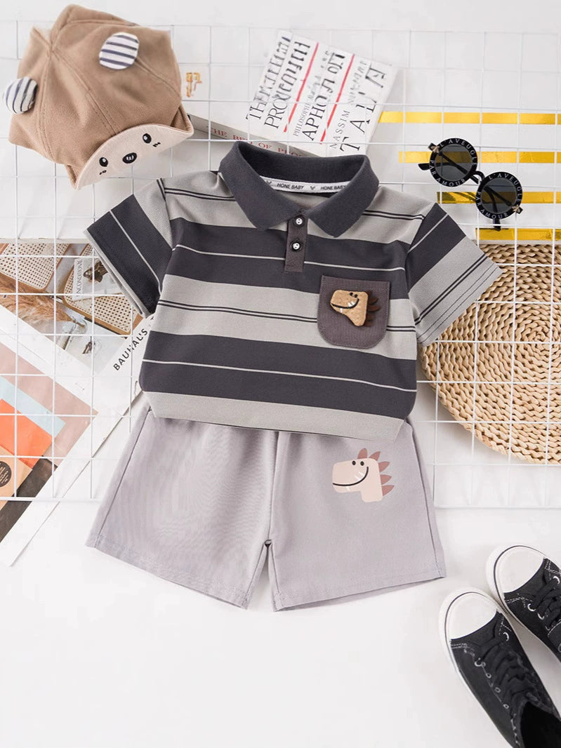 Conjunto Infantil Masculino Lístras Dinossauro