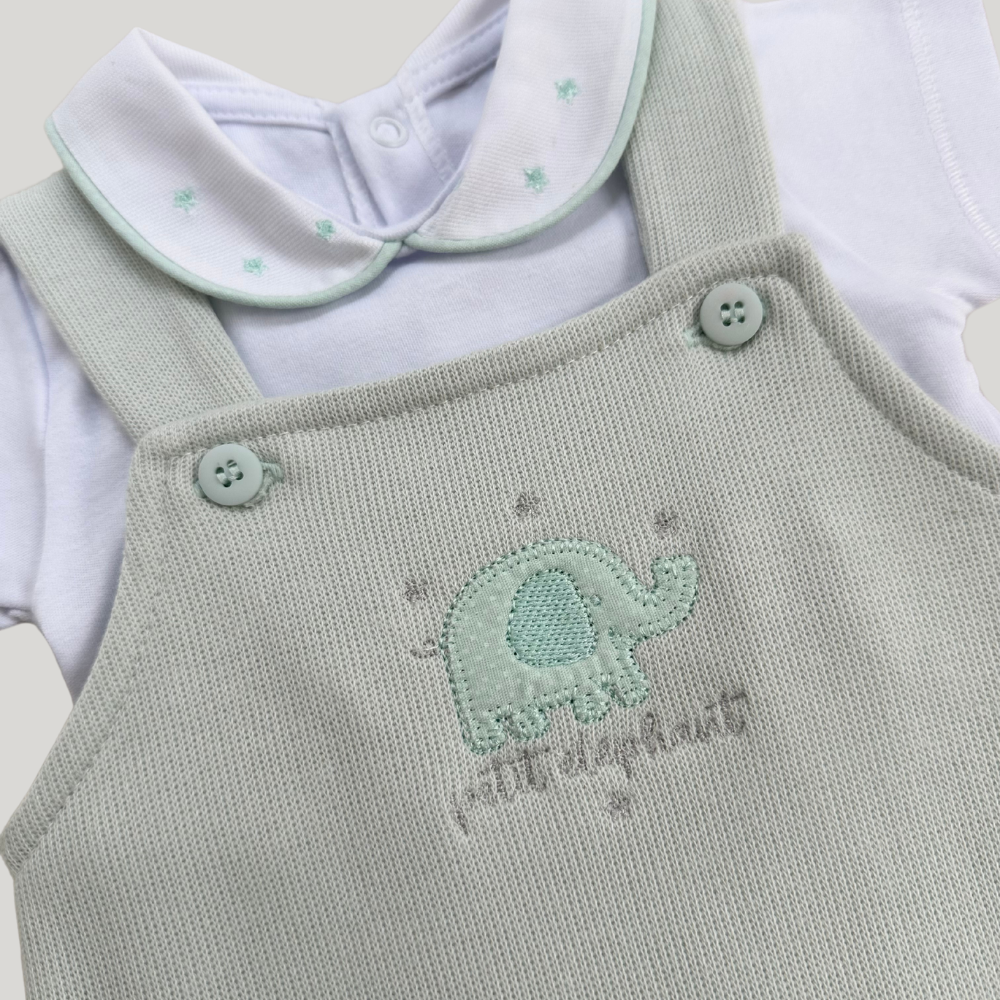 Conjunto Bebê 3 Peças Tricot Bordado Premium Elephant Green