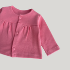 Conjunto Bebê 2 Peças Tricot Bordado Cereja Rosa