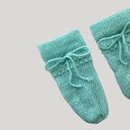 Kit 3 Peças Bebê Casaco Tricot Gorro E Luva Verde Água