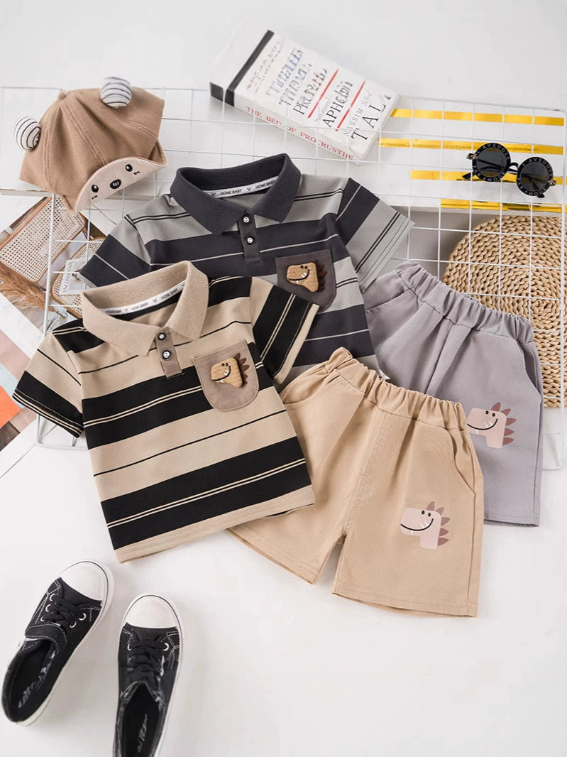 Conjunto Infantil Masculino Lístras Dinossauro