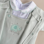 Conjunto Bebê 3 Peças Tricot Bordado Premium Elephant Green
