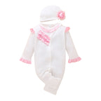 Macacão Infantil Feminino Babadinho com Touca