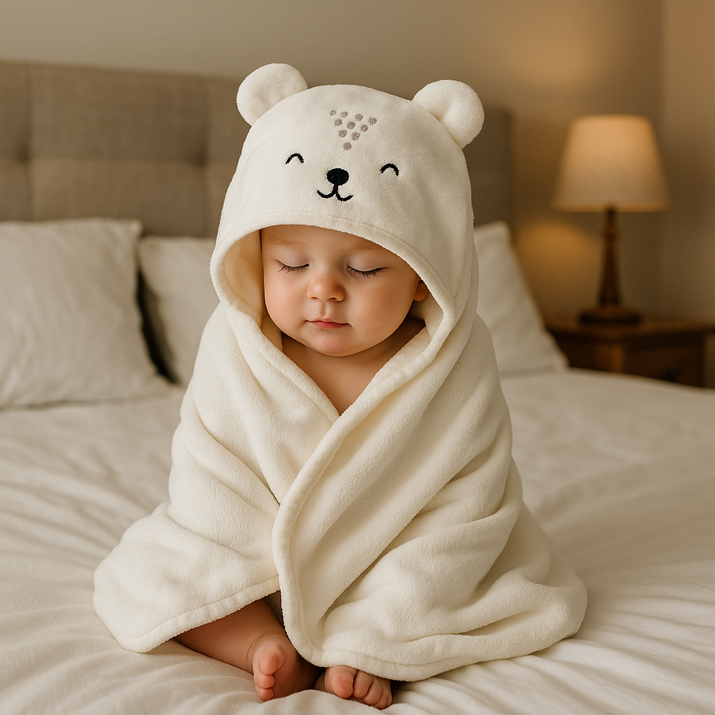 Cobertor Bebê Com Capuz Bear Off White