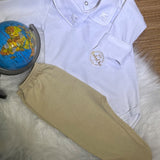 Bordado branco c calça beje