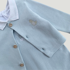 Conjunto Bebê 3 Peças Tricot Bordado Dino Azul