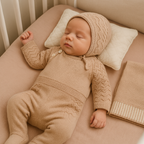 Kit Saída Maternidade 3 Peças Tricot Vintage Caramelo