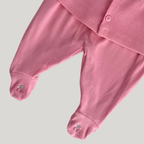 Conjunto Bebê 2 Peças Tricot Bordado Cereja Rosa
