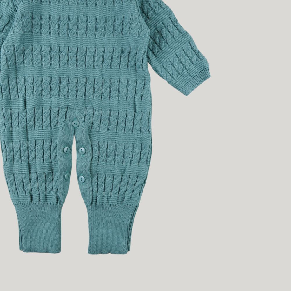 Macacão Bebê Tricot Versalhes Verde Menta