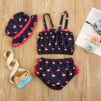 Biquíni Infantil Flamingo + Chapéu