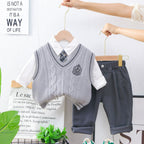 Conjunto Infantil 3 Peças Colete Tricô