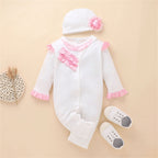 Macacão Infantil Feminino Babadinho com Touca