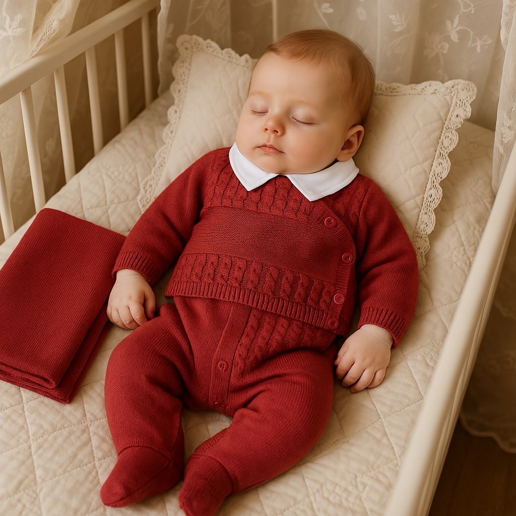 Kit Saída Maternidade 3 Peças Tricot Henry Red