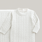 Kit Saída Maternidade 2 Peças Tricot Trançado Off White