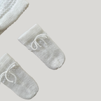 Kit 3 peças Bebê Casaco Tricot Gorro E Luva Off White