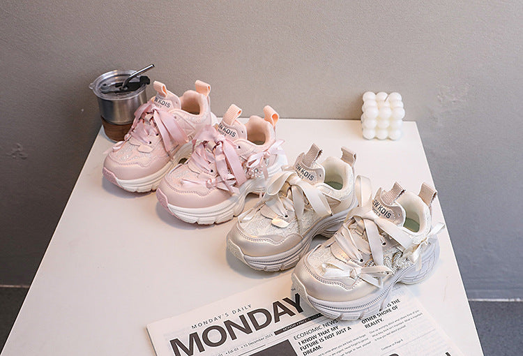 Tênis Infantil Feminino Lacinhos e Brilhos