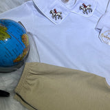 Body s bordado c calça beje