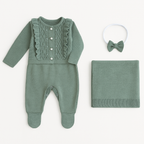 Kit Saída Maternidade 3 Peças Tricot Menina Loren Green