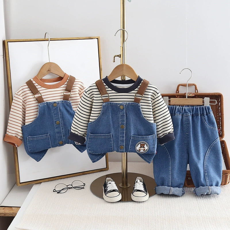 Conjunto Infantil 3 Peças Jeans Lístras