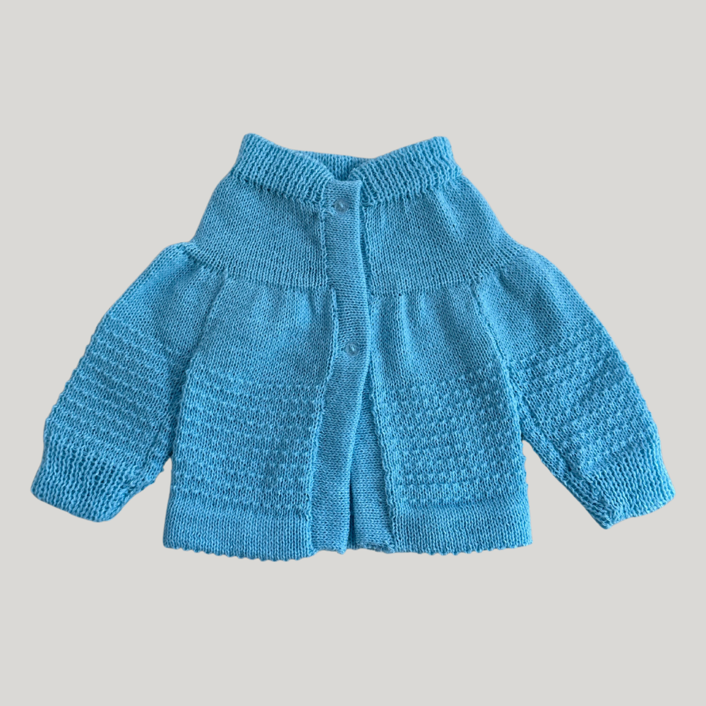 Kit 3 Peças bebê casaco tricot gorro e luva azul