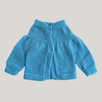 Kit 3 Peças bebê casaco tricot gorro e luva azul