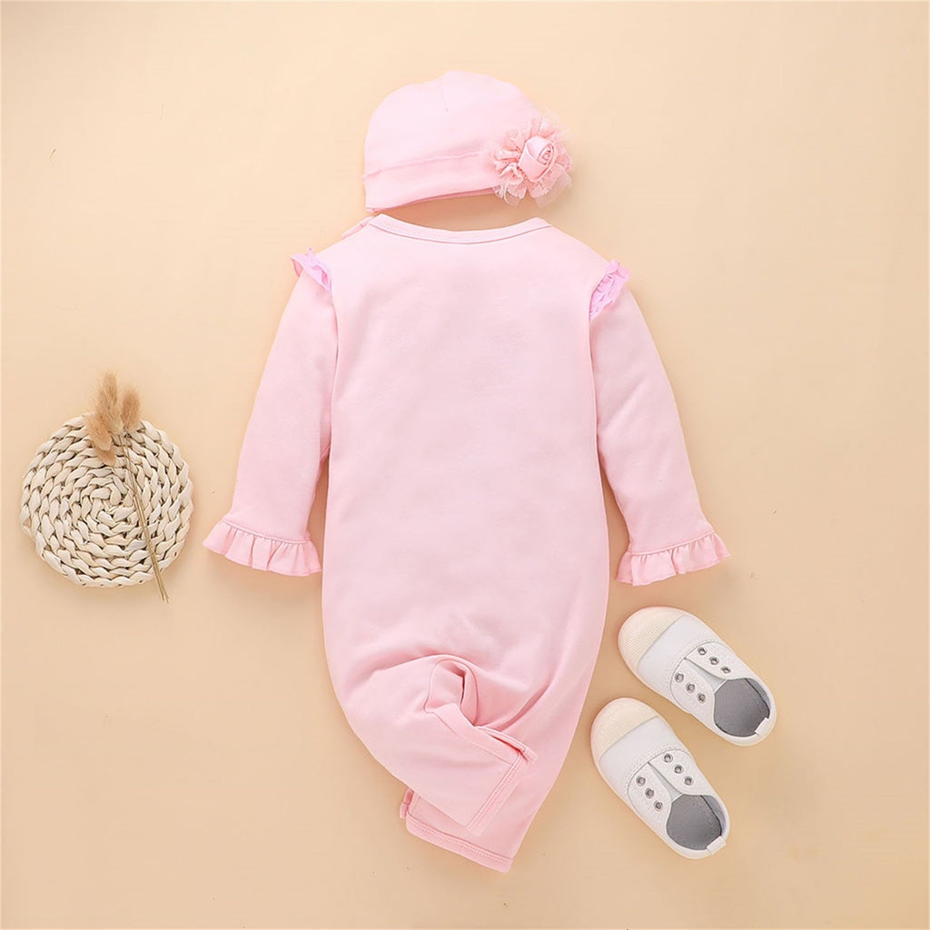 Macacão Infantil Feminino Babadinho com Touca