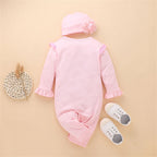 Macacão Infantil Feminino Babadinho com Touca