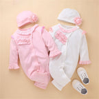 Macacão Infantil Feminino Babadinho com Touca