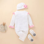 Macacão Infantil Feminino Babadinho com Touca