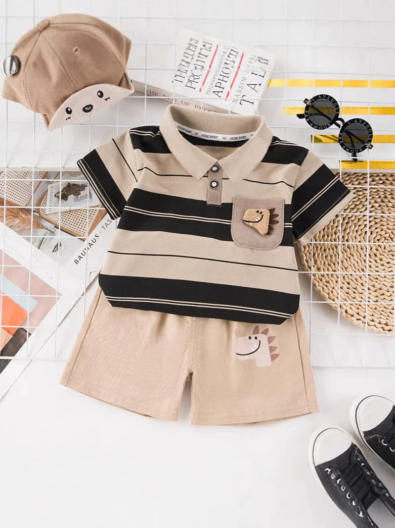 Conjunto Infantil Masculino Lístras Dinossauro