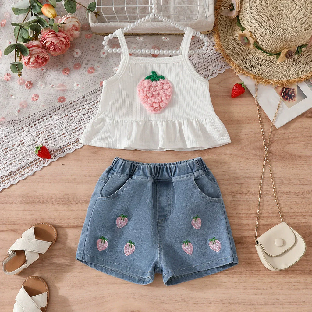 Conjunto Infantil Feminino Verão Moranguinhos