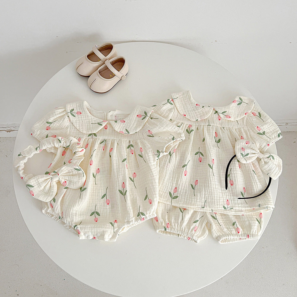 Body/ Conjunto Infantil Feminino Tulipas