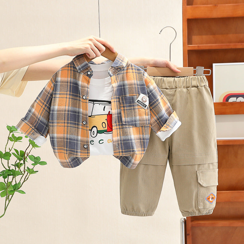 Conjunto Infantil Masculino Xadrez 3 Peças