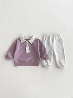 Conjunto Infantil Roxo e Cinza Gravatinha