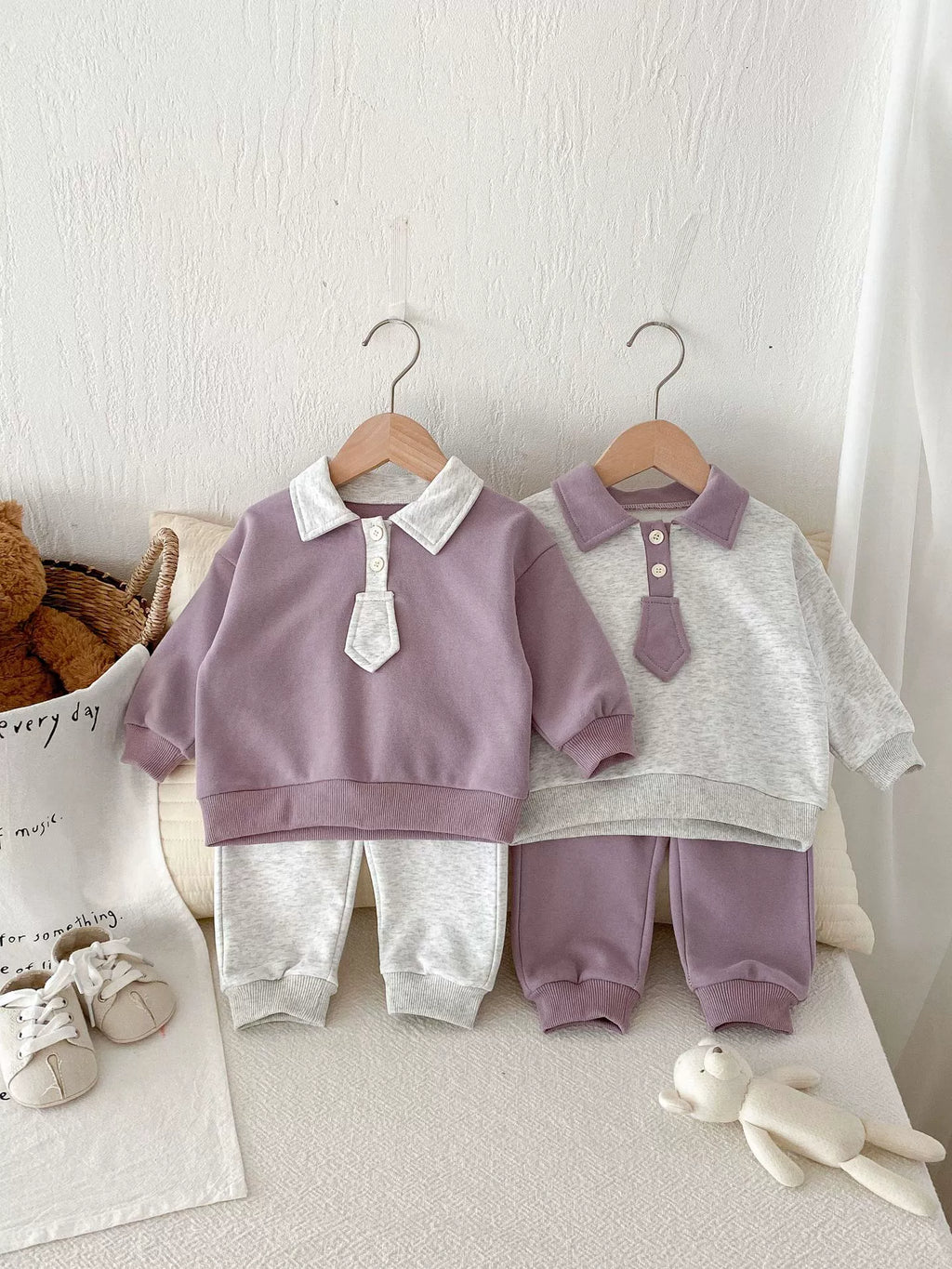 Conjunto Infantil Roxo e Cinza Gravatinha