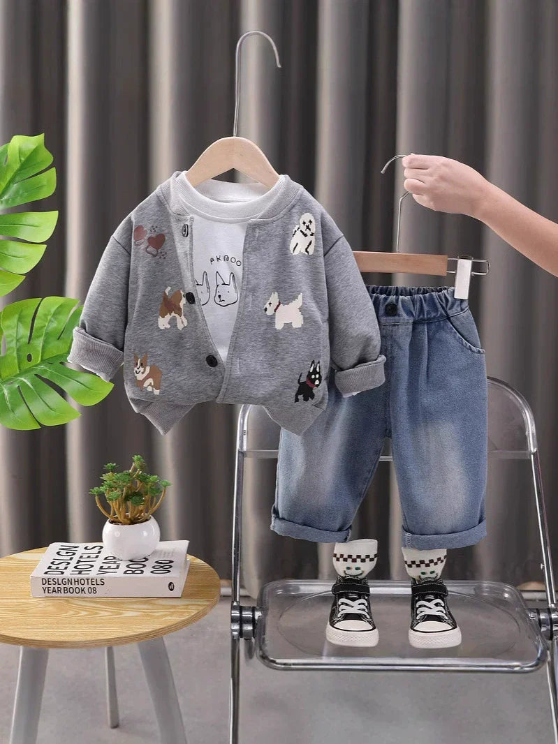 Conjunto Infantil Masculino Cachorrinho 3 Peças