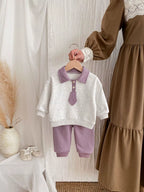 Conjunto Infantil Roxo e Cinza Gravatinha
