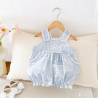 Macaquinho Infantil Feminino Xadrez Florzinhas