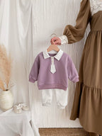 Conjunto Infantil Roxo e Cinza Gravatinha
