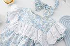 Body/ Vestido Infantil Azul Flores
