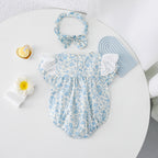 Body/ Vestido Infantil Azul Flores