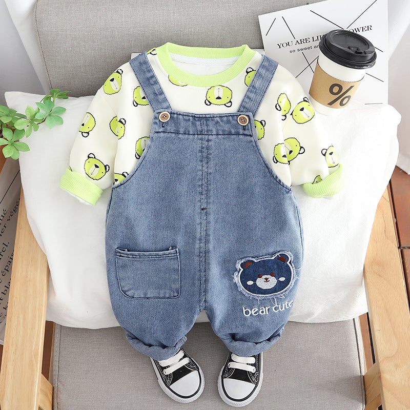 Conjunto Infantil Jardineira + Blusa Ursinhos