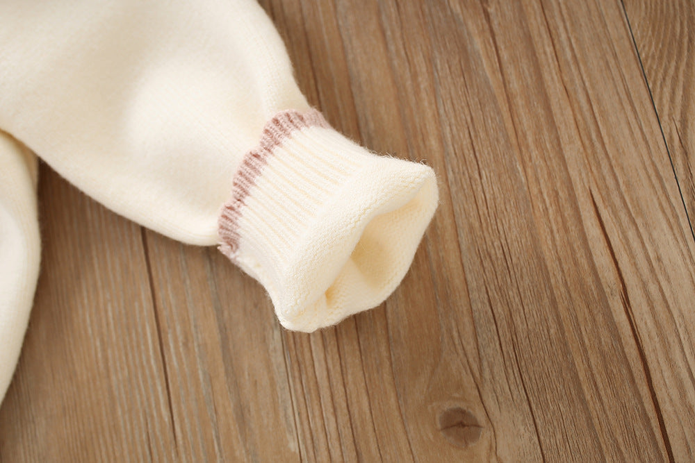 Conjunto Infantil Feminino Tricô Lacinho Plíssado