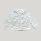 Kit 3 peças Bebê Casaco Tricot Gorro E Luva Off White