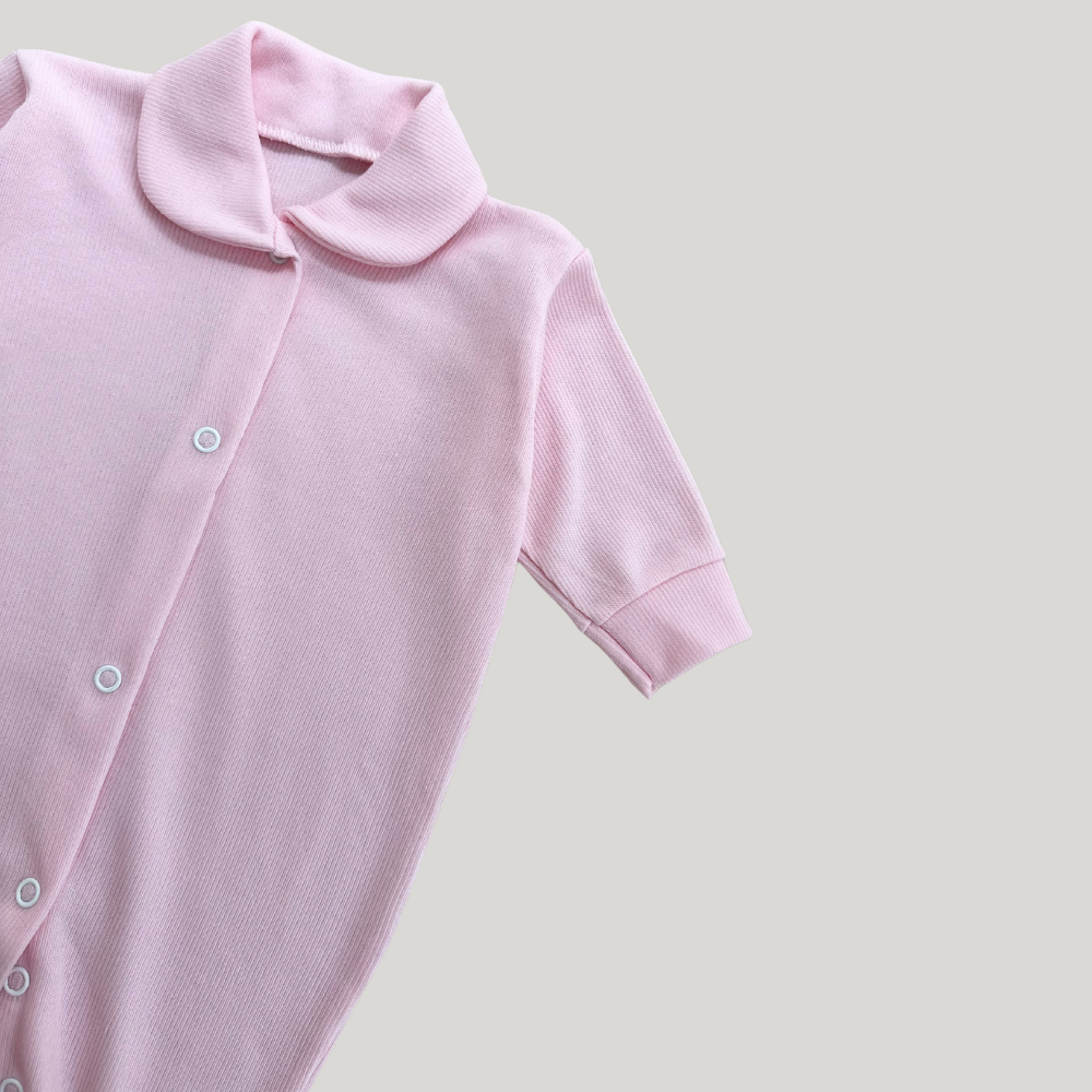 Macacão Bebê Ribana Rosa Vira Pezinho